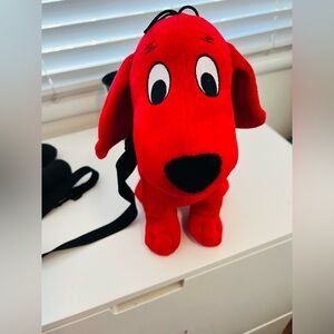Kohl's Clifford the big Red Plush Dog Backpack Toy with Black Nose